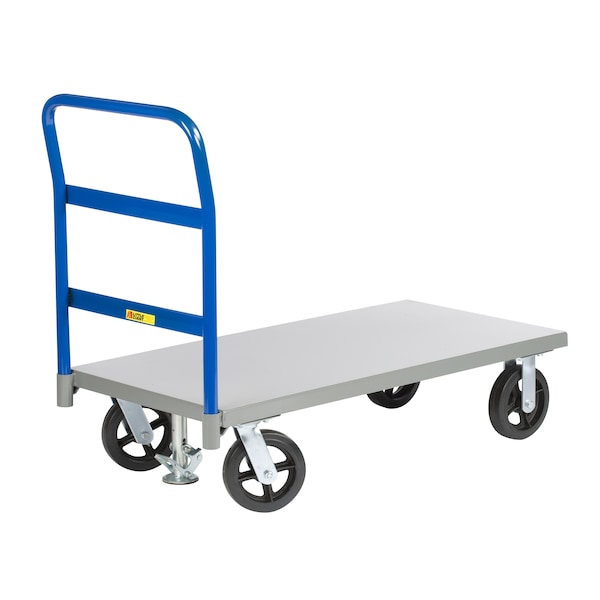 HD Platform Truck, 8" Mold-On Rubber, Floor Lock, 2400 lbs Cap, 24"x48"